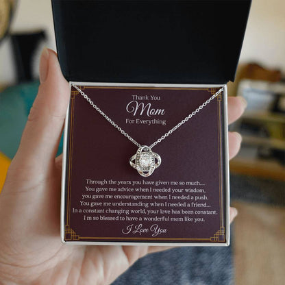 To My Mom | Thank You For Everything - Love Knot Necklace