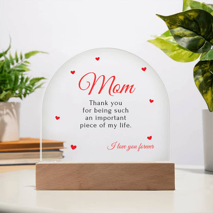 For Mom | I Love You - Domed Acrylic Plaque