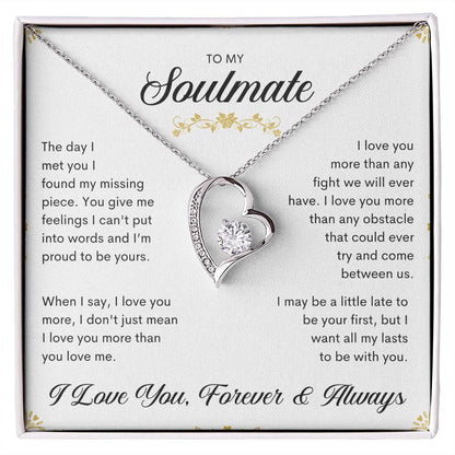 To My Soulmate | I Love You, Forever & Always - Forever Love Necklace