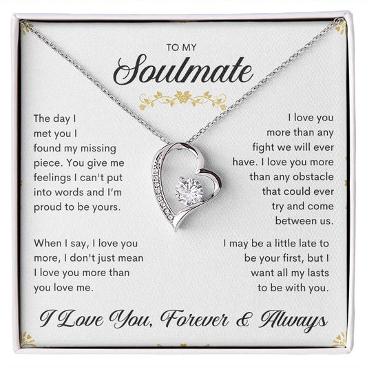 To My Soulmate | I Love You, Forever & Always - Forever Love Necklace